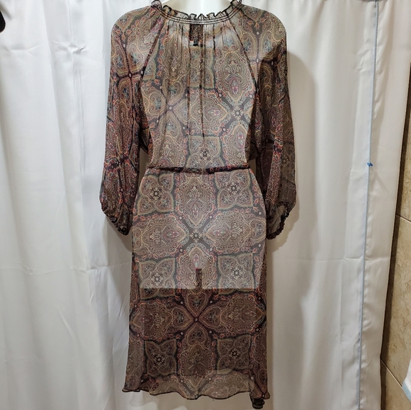 ELLA MOSS 100% silk sheer boho dress, XS - Picture 6 of 9
